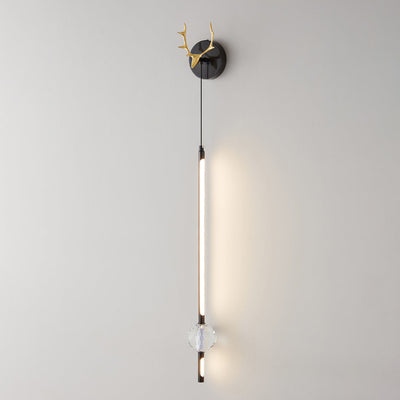 Moderne minimalistische Streifen Geweih Orb voller Kupfer Kristall Silikon LED Wandleuchte Lampe für Schlafzimmer 