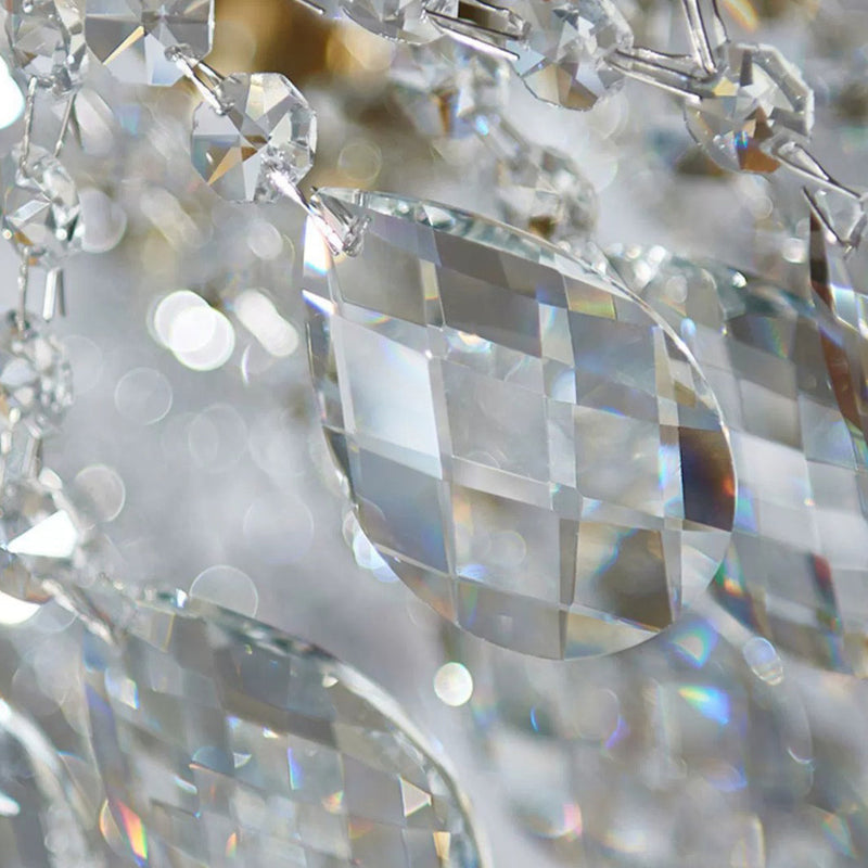 Contemporary Scandinavian Branch Crystal Iron 6/10/11/14 Light Chandelier For Bedroom