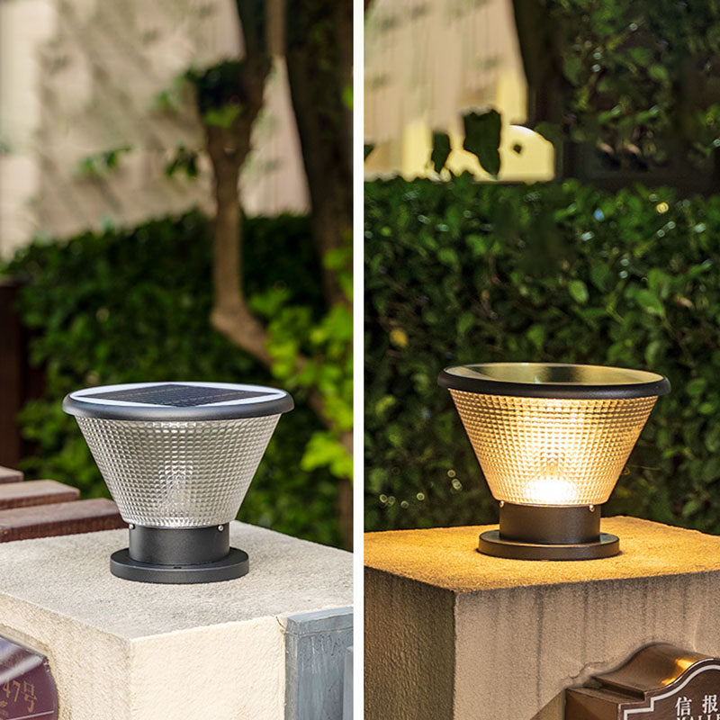 Moderne Einfachheit Solar Quadratisch Runde Aluminium Acryl LED Pfostenkopf Licht Für Garten 