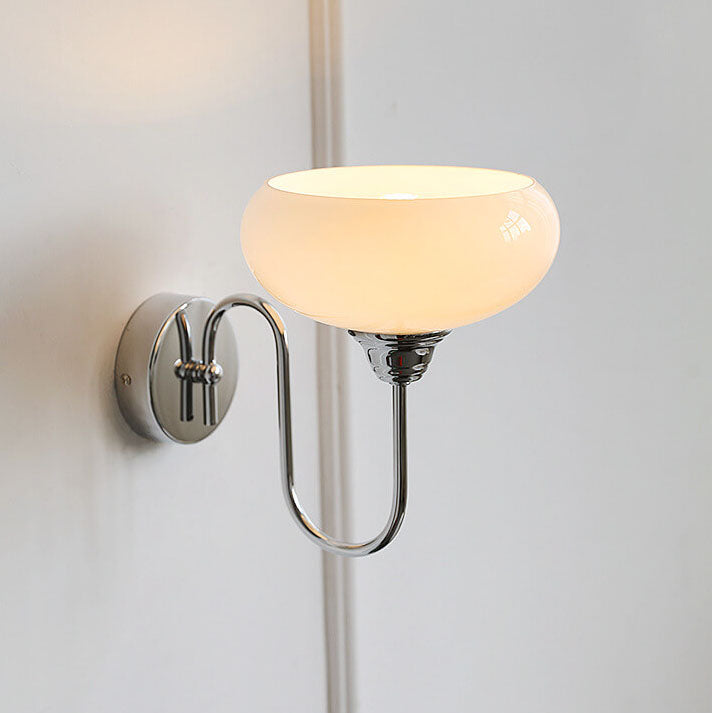 Contemporary Nordic Round Dome Iron Glass 1-Light Wall Sconce Lamp For Bedroom