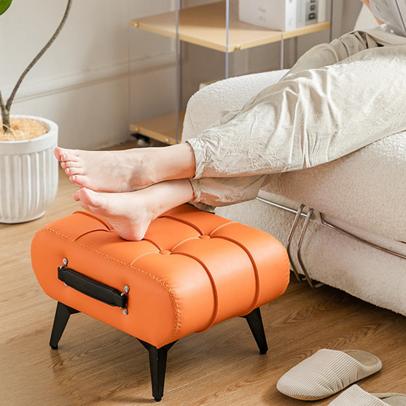 Tabouret de pied portable moderne en similicuir capitonné de luxe pour salon 