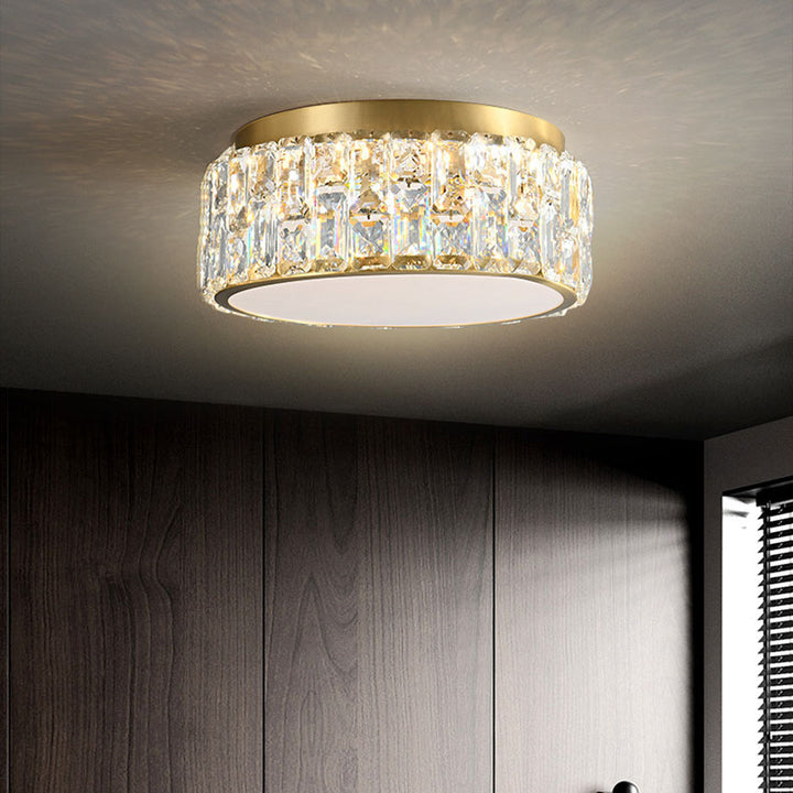 Contemporáneo Escandinavo Cilíndrico de Cobre Cristal 4/6 Luces de Montaje al Ras para Techo en Dormitorio 