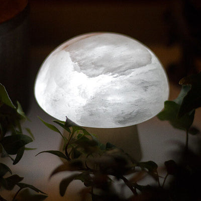Nordic Creative Mushroom Ore Wood Base LED USB Table Lamp