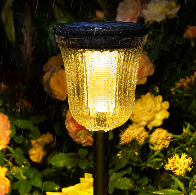 Lampe de pelouse LED moderne noire transparente solaire extérieure imperméable à insérer dans le sol du jardin 