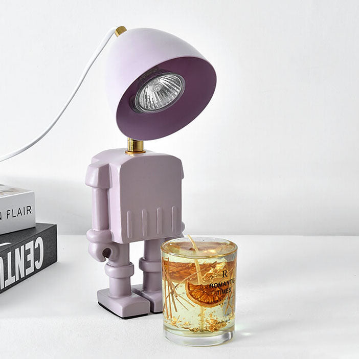 Modern Art Deco Resin Iron Robot 1-Light Melting Wax Table Lamp For Bedroom