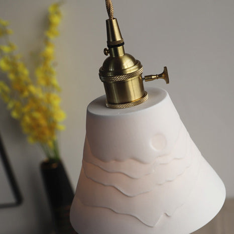 Moderne minimalistische runde Zylinder Messing Keramik 1-Licht Pendelleuchte für Wohnzimmer 
