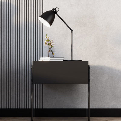 Table de nuit rectangulaire minimaliste moderne en bois avec plateau en verre et 1 tiroir pour chambre 