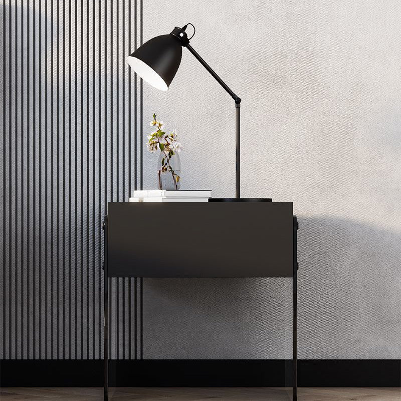 Table de nuit rectangulaire minimaliste moderne en bois avec plateau en verre et 1 tiroir pour chambre 