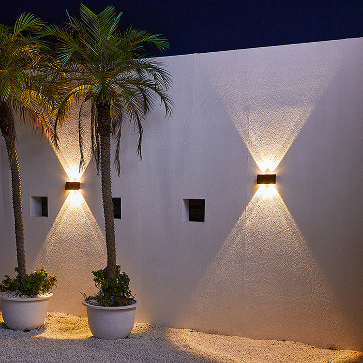 Applique Murale Extérieure Moderne Minimaliste Solaire Étanche Rectangle ABS LED Pour Jardin 