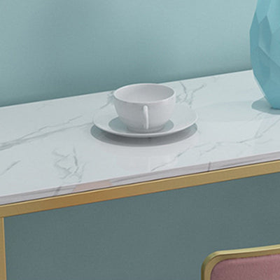 Conjunto de taburetes y mesa contemporáneo escandinavo de hierro, terciopelo, esponja, mármol, redondo y rectangular para cocina 