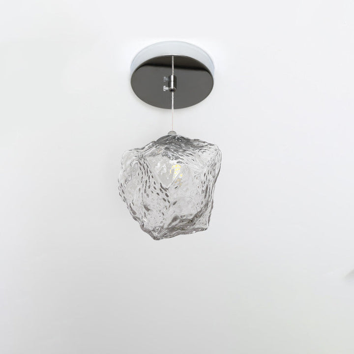 Suspension 1 lumière avec abat-jour en verre au design contemporain imitation pierre de luxe pour couloir 