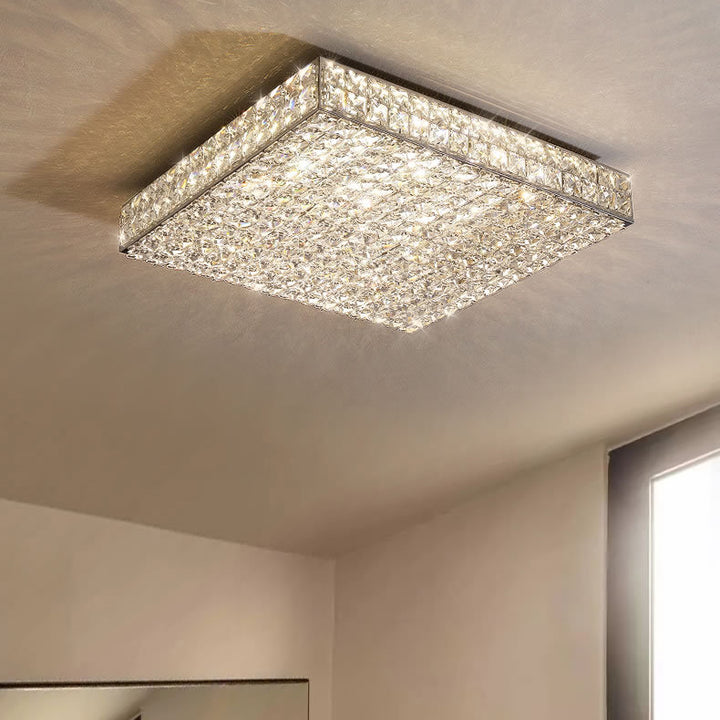 Moderne Luxus Edelstahl Kristall Quadrat Rechteckigen Würfel LED Unterputz Deckenleuchte Für Wohnzimmer 
