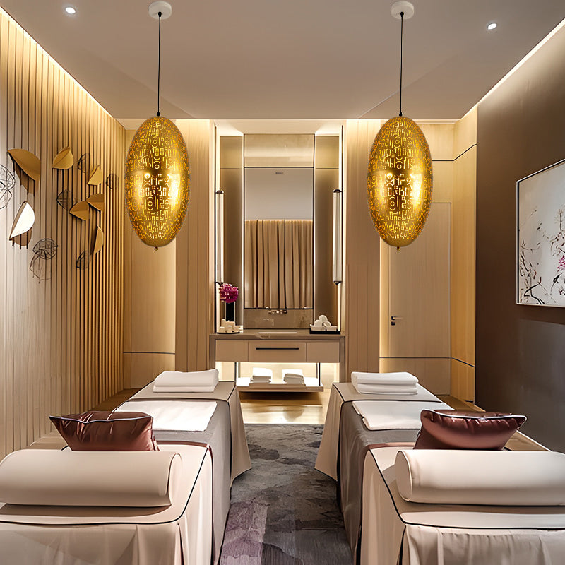 Lustre suspendu elliptique à 3 lumières en fer rétro contemporain pour salle à manger 