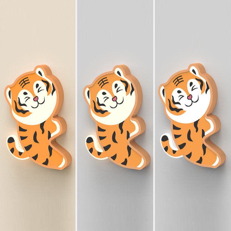 Applique murale LED en fer avec design acrylique de lapin et tigre nordique contemporain pour salon 
