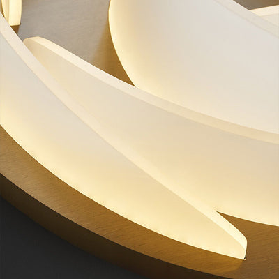 Modern Light Luxury Acrylic Swirl Gold-Finished Frame LED Flush Mount Ceiling Light