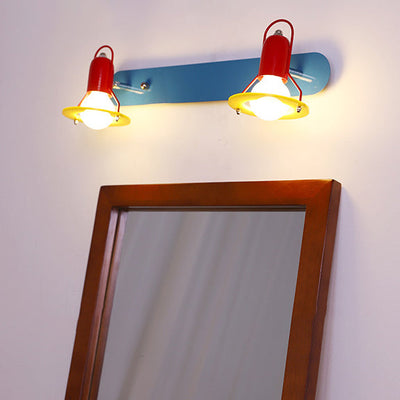 Zeitgenössische kreative kindliche bunte geometrische Eisen 2-Licht Spiegel Front Wandleuchte Lampe für Schlafzimmer 
