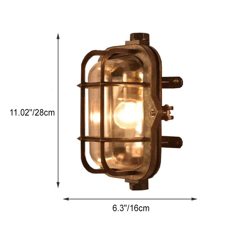 Vintage Industrial Wrought Iron Glass Round 1-Light Wall Sconce Lamp