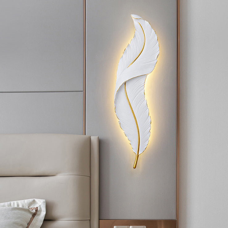 Zeitgenössische nordische Feder Hardware Harz LED Wandleuchte Lampe für Wohnzimmer 