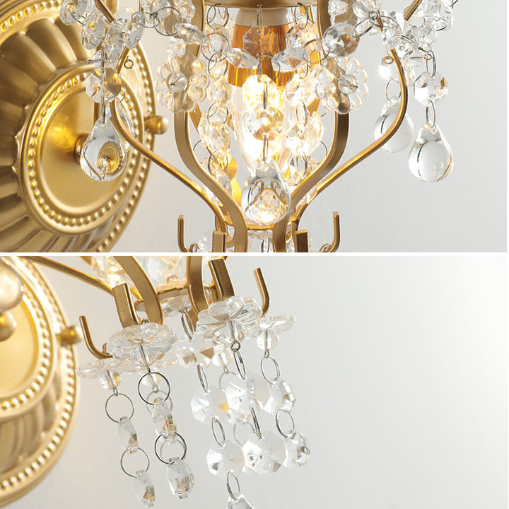 Traditionelle Vintage Laterne Eisen Kristall 1-Licht Wandleuchte Lampe für Flur 