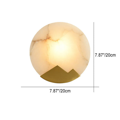 Moderne Luxus Runde Voll Kupfer Marmor 1-Licht Wandleuchte Lampe Für Wohnzimmer 