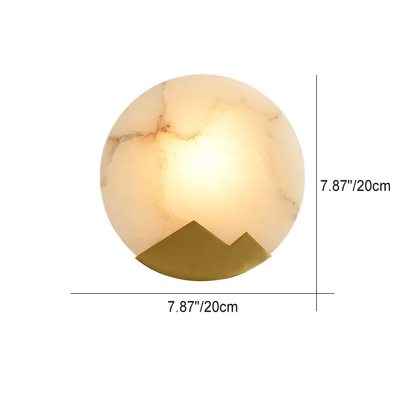 Moderne Luxus Runde Voll Kupfer Marmor 1-Licht Wandleuchte Lampe Für Wohnzimmer 