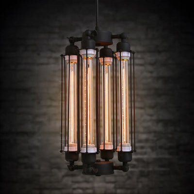 Retro Industrial Long 4-Light Island Light Chandelier