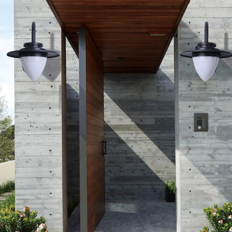 Contemporary Retro Peach Glass Iron Outdoor Waterproof 1-Light Wall Sconce Lamp For Garden