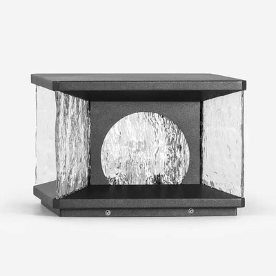 Moderno Minimalista Solar Impermeable Rectángulo Acero Inoxidable Vidrio LED Poste Luz de Cabeza Para Patio Exterior 