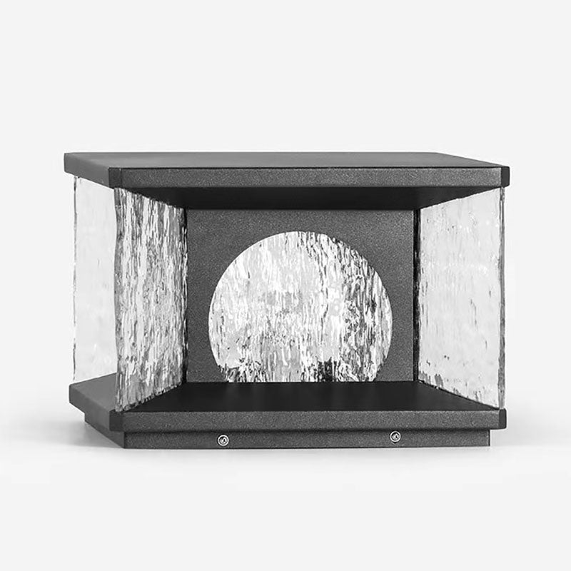 Moderno Minimalista Solar Impermeable Rectángulo Acero Inoxidable Vidrio LED Poste Luz de Cabeza Para Patio Exterior 