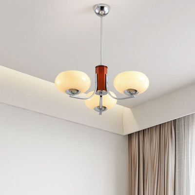 Traditional French Iron Glass Round Shape 3/6-Light Chandelier For Living Room