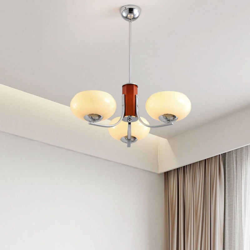 Traditional French Iron Glass Round Shape 3/6-Light Chandelier For Living Room