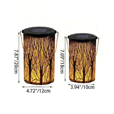 Modern Art Deco Solar Cylinder Skeleton Lantern Iron LED Outdoor Landscape Light For Garden