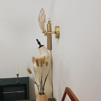Zeitgenössische kreative Schale aus Kupferglas 1-Licht-Wandleuchte für das Schlafzimmer 