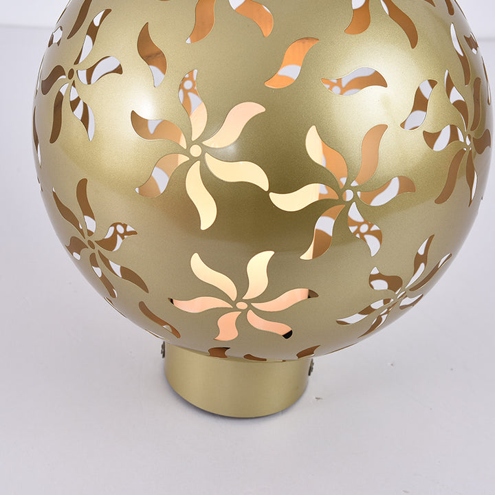 Lumière de paysage de pelouse contemporaine industrielle solaire en acier inoxydable sculpté en forme de sphère à 1 lumière pour patio extérieur 