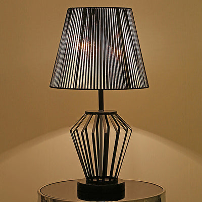 Chinese Classical Handmade Silk Thread Iron Hollow Base 1-Light Table Lamp