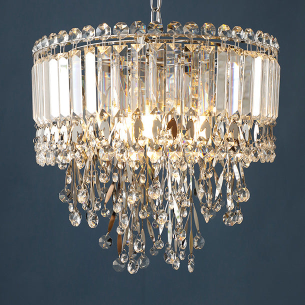 Moderne Luxus Zylinder Edelstahl Kristall 1/3 Licht Kronleuchter Für Wohnzimmer 