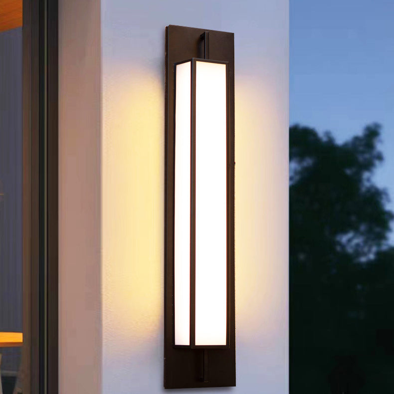 Modern Minimalist Long Square PMMA Stainless Steel LED Outdoor Wall Sconce Lamp For Garden