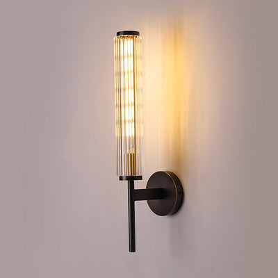 Moderne Luxus Messing Glas Zylinder 1-Licht Wandleuchte Lampe für Schlafzimmer 