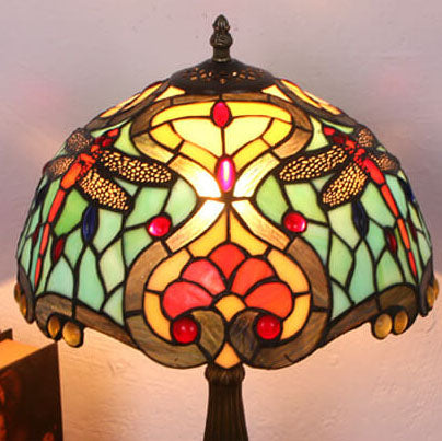 Tiffany Kreative Legierung Farbige Libelle Pfirsich Herz 1-Licht Tischlampe 