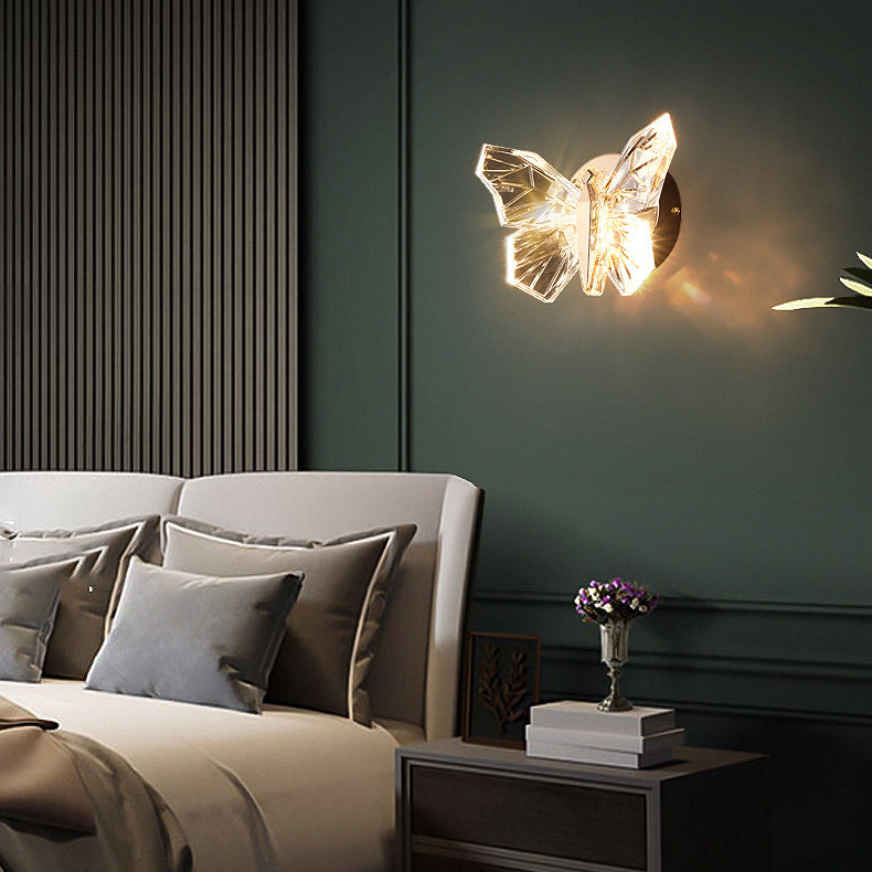 Zeitgenössische kreative Schmetterling Hardware Aluminium Acryl LED Wandleuchte Lampe für Wohnzimmer 