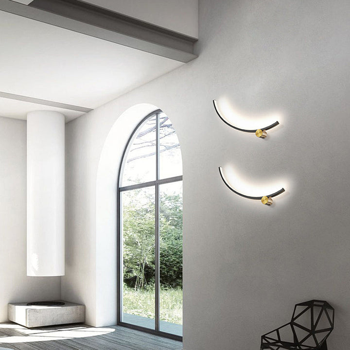 Applique murale LED moderne minimaliste en arc en aluminium avec bande en acrylique pour salon 