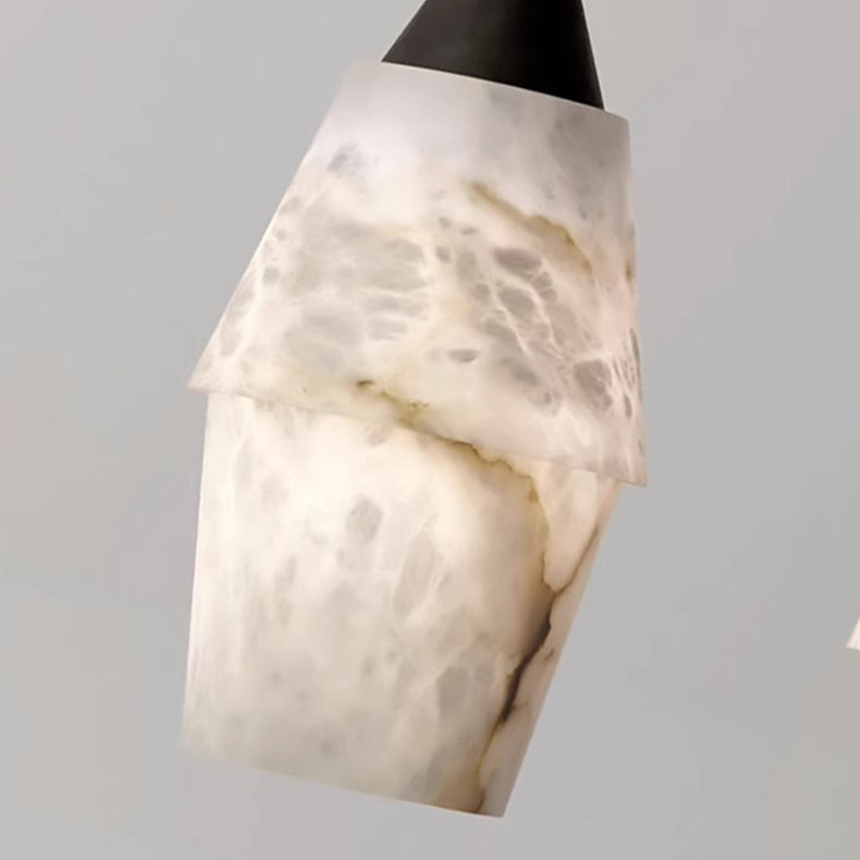 Moderne minimalistische Zylinder Kupfer Marmor 1-Licht Pendelleuchte für Schlafzimmer 