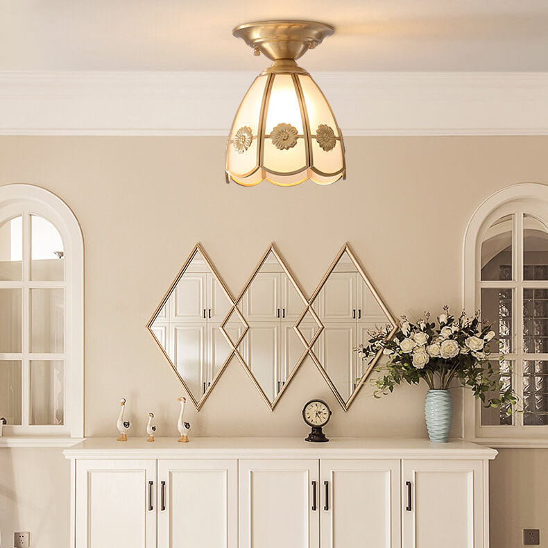 Moderne einfache Deckenleuchte aus Vollkupfer in Blumenform mit 1 Licht 