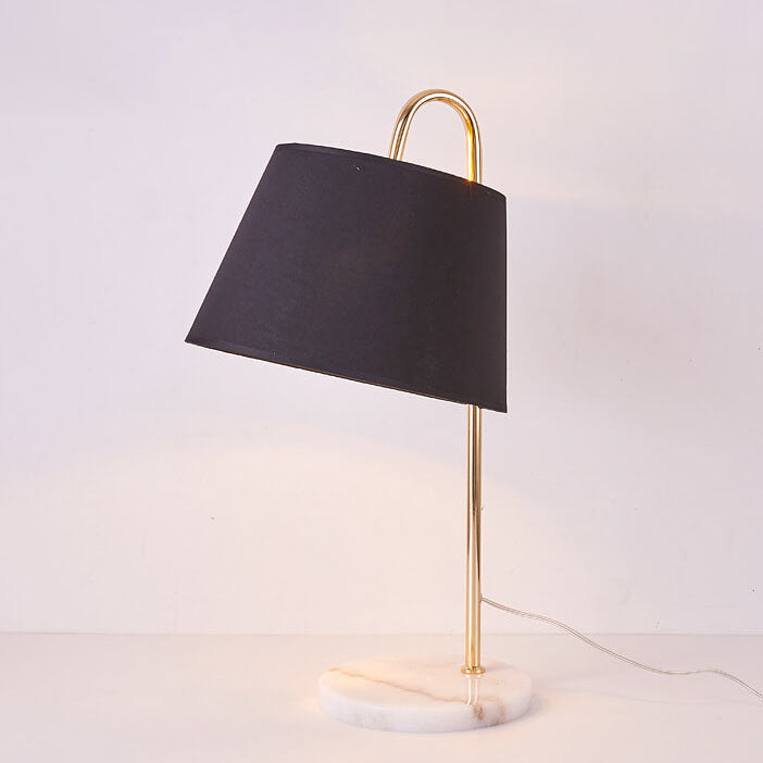 Nordic Modern Solid Color Stoffschirm Marmor 1-Licht Tischlampe 