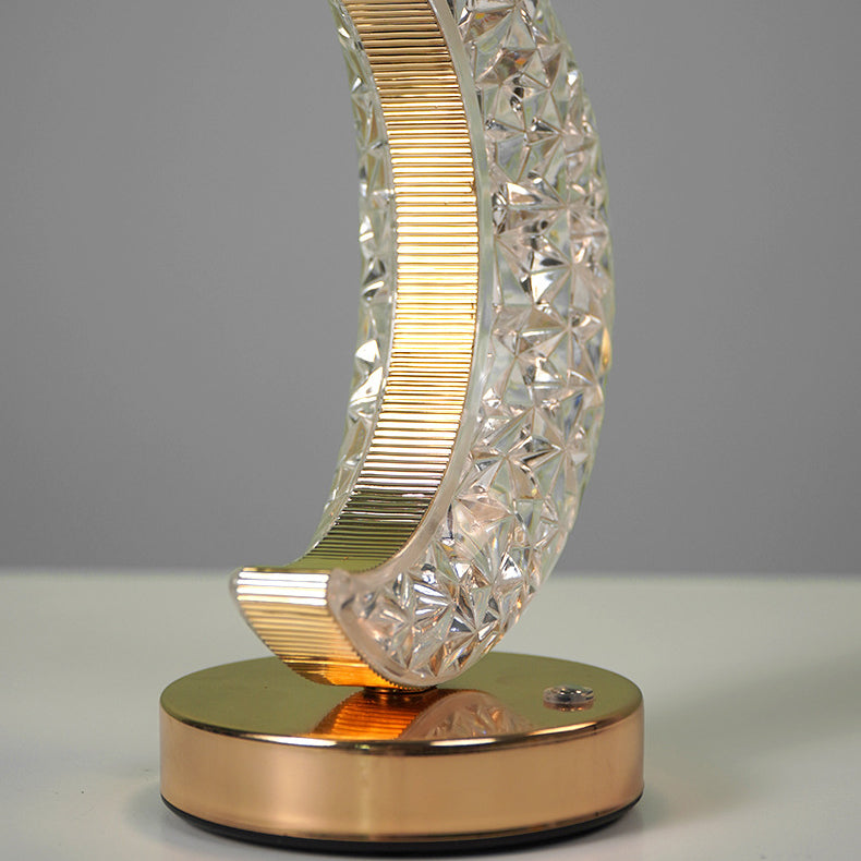 Lampe de table LED moderne Art Déco en métal avec cristal étoile lune pour chevet 