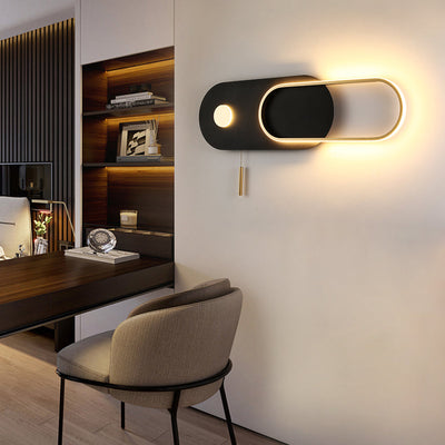 Moderne minimalistische ovale Eisen Acryl LED Wandleuchte Lampe für Schlafzimmer 