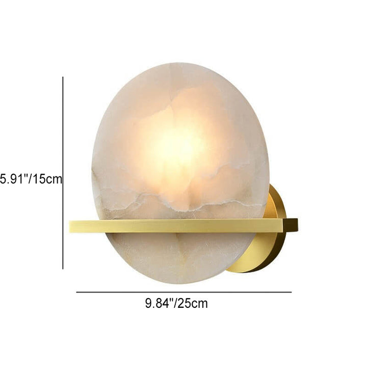Modern Luxury Round Disc Round Marble Copper 1-Light Wall Sconce Lamp for Living Room