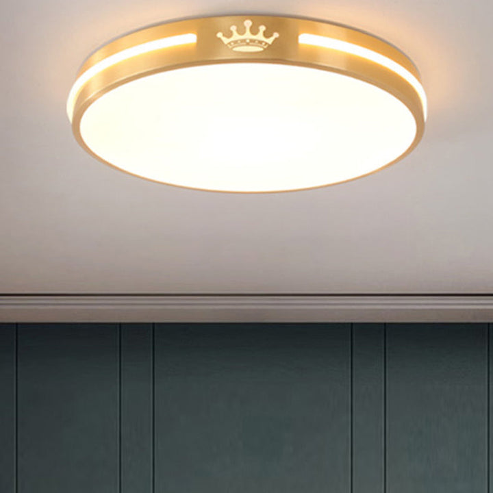 Lumière de plafond LED moderne minimaliste ronde en acrylique et cuivre pour salon 