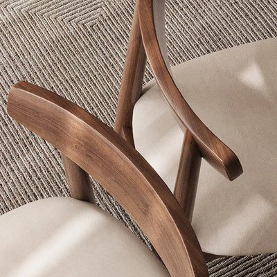 Silla de Comedor Tapizada en Cuero Nappa de Doble Capa Cuadrada Retro Contemporánea con Respaldo Abierto Sin Brazos para Comedor 
