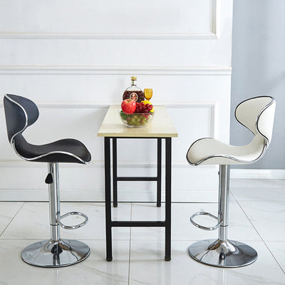 Tabouret de bar pivotant en cuir PU incurvé industriel contemporain avec repose-pieds pour salle à manger 